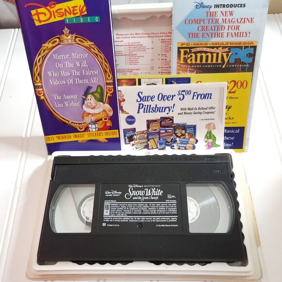 6 WALT DISNEY Masterpiece VHS tapes Fantasia Snow White Poppins FOX Anastasia - Picture 3 of 8